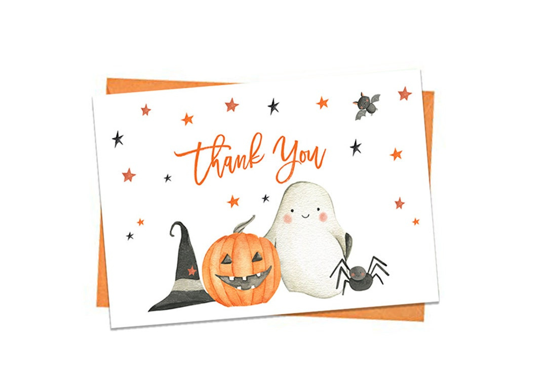 Halloween Thank You Card, Printable Thank You Notes, A Little Boo within Halloween Thank You Cards Printable