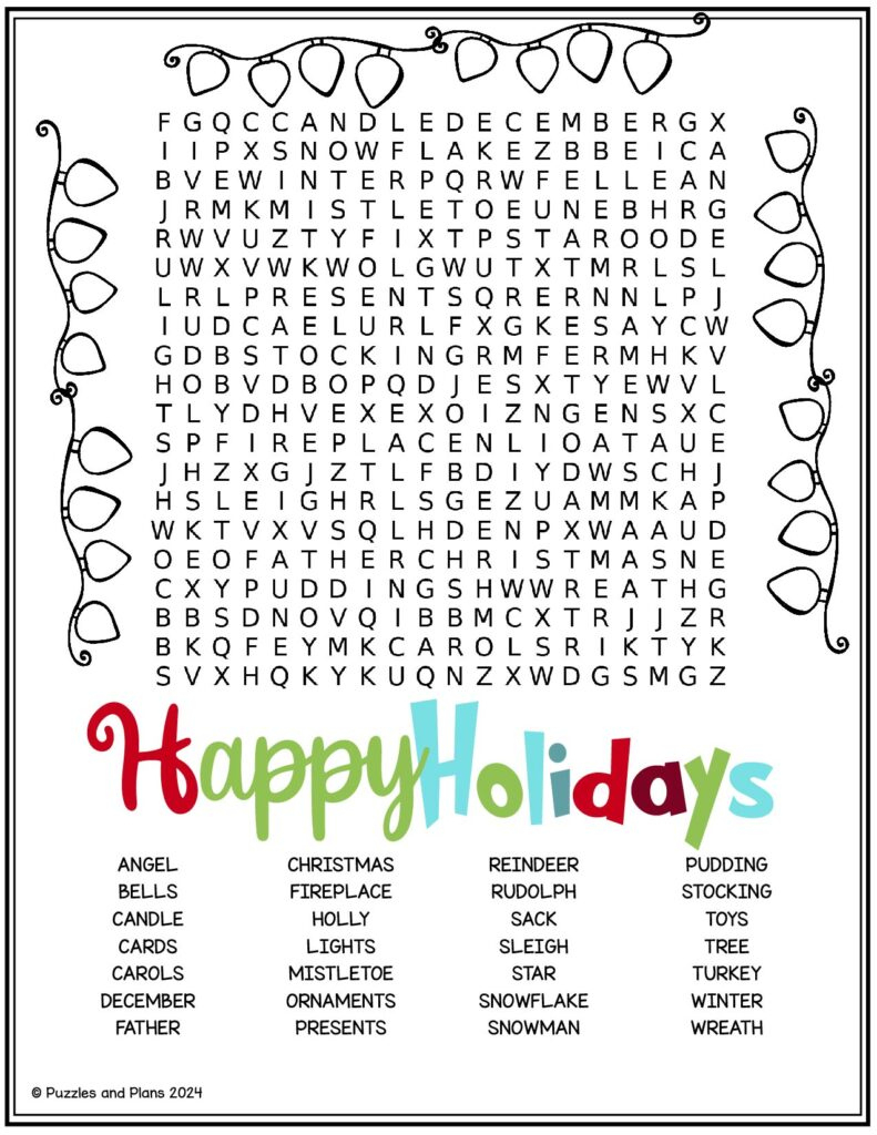 Happy Holiday Hard Word Search - Puzzlesandplans for Free Holiday Word Search Printable