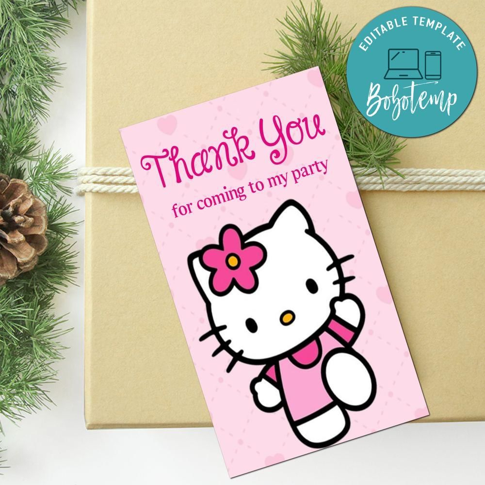 Hello Kitty Thank You Tag Customizable Template | Bobotemp in Hello Kitty Thank You Cards Printable Free