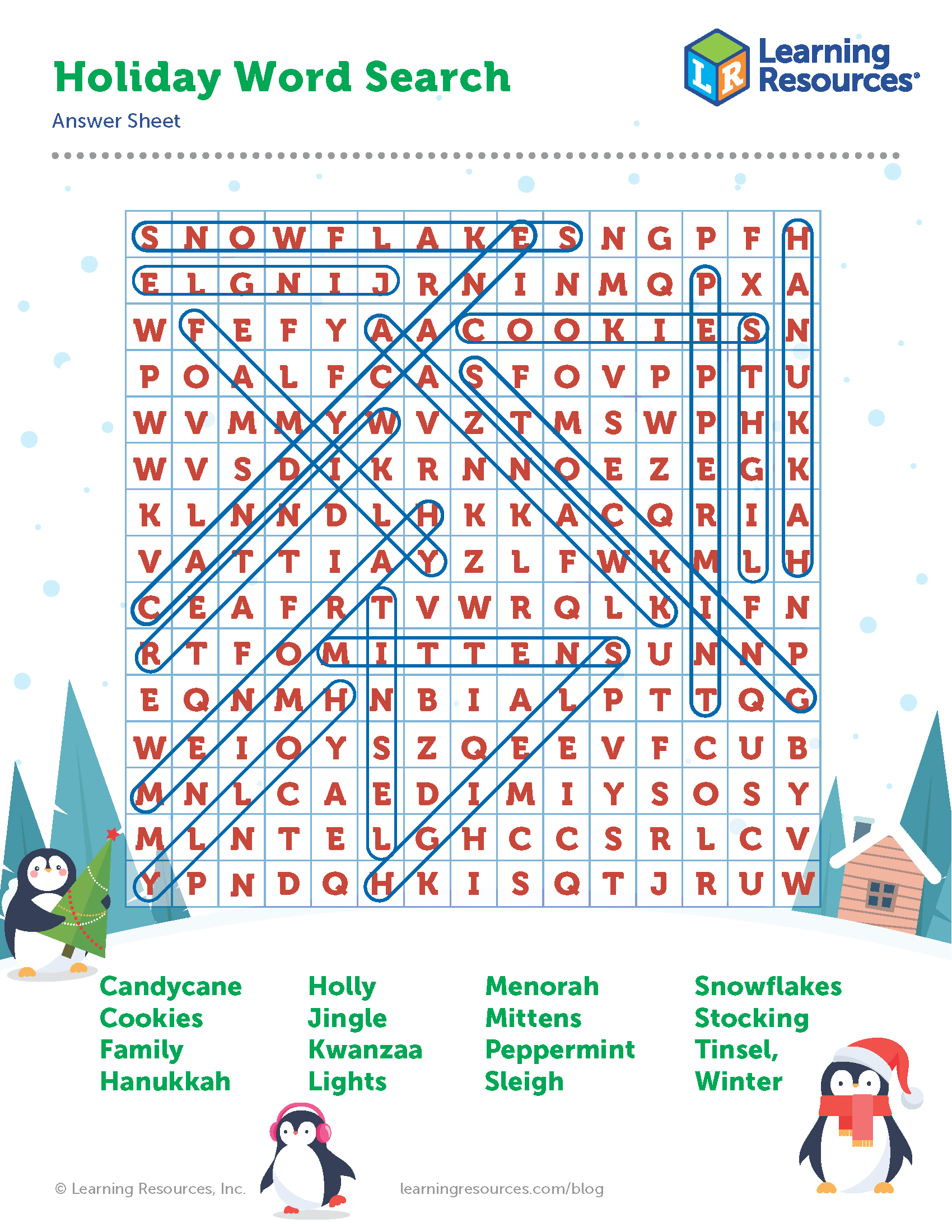 Holiday Word Search Printable | Learning Resources with Holiday Word Search Printable with Answers