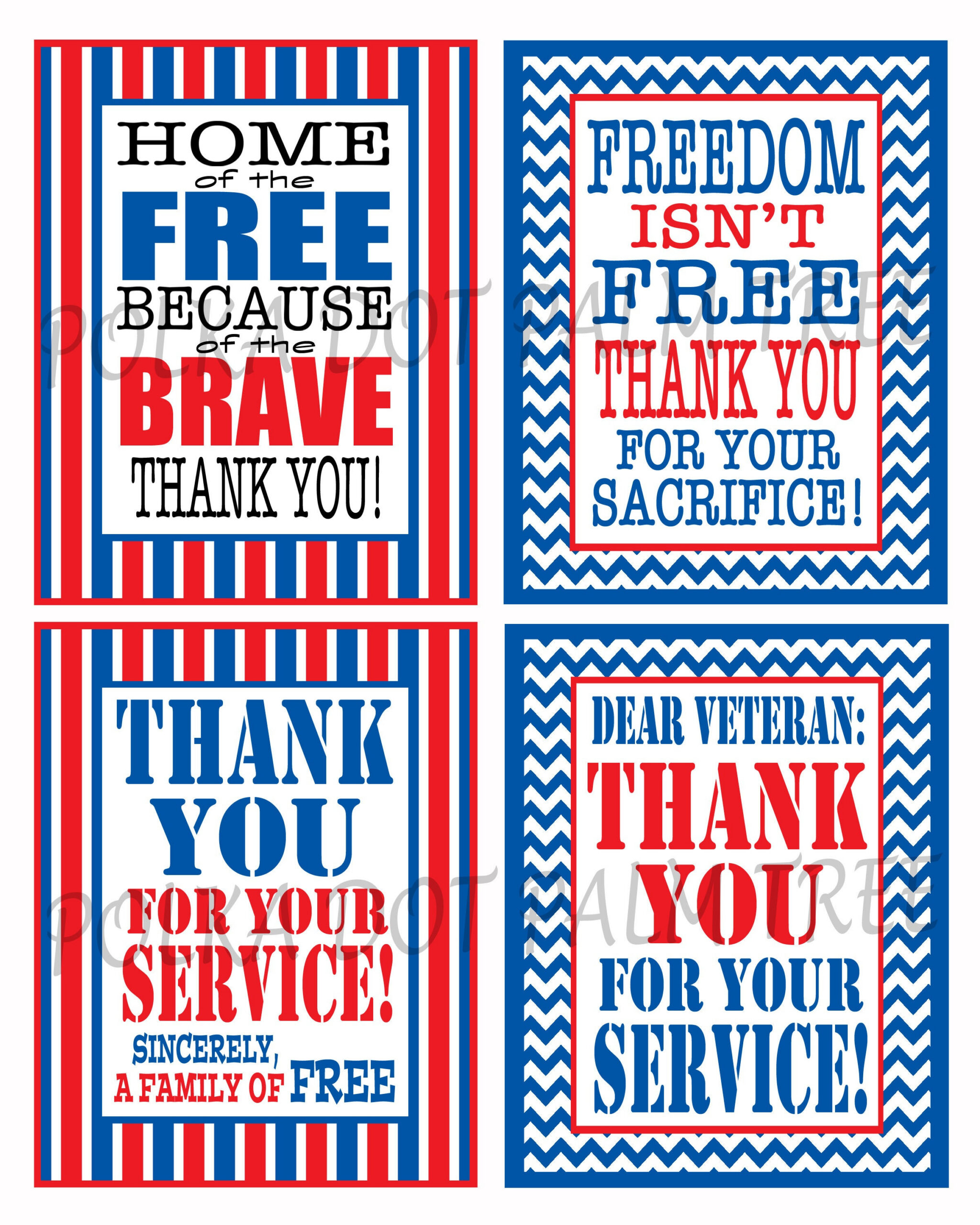 Instant Download Printable Veteran Military Patriotic Thank You pertaining to Free Printable Veterans Day Thank You Cards