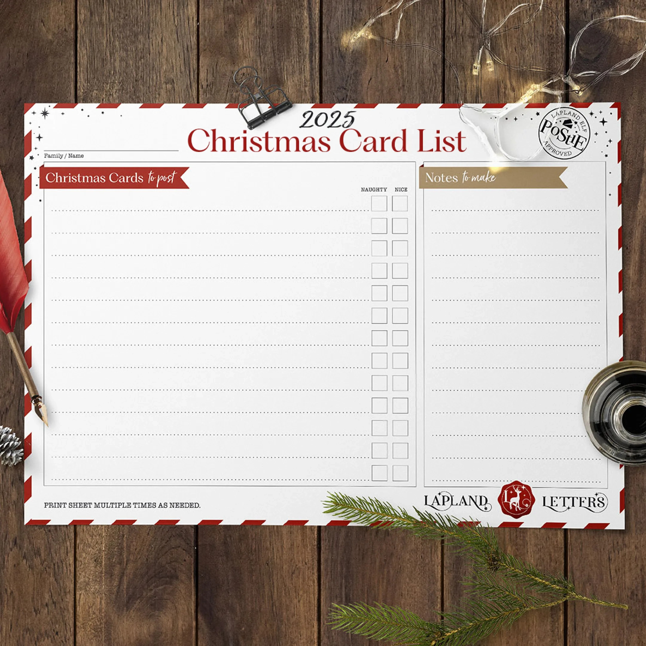 Lapland 2025 Christmas Planner | Lapland Letters throughout Printable Christmas Card List 2025
