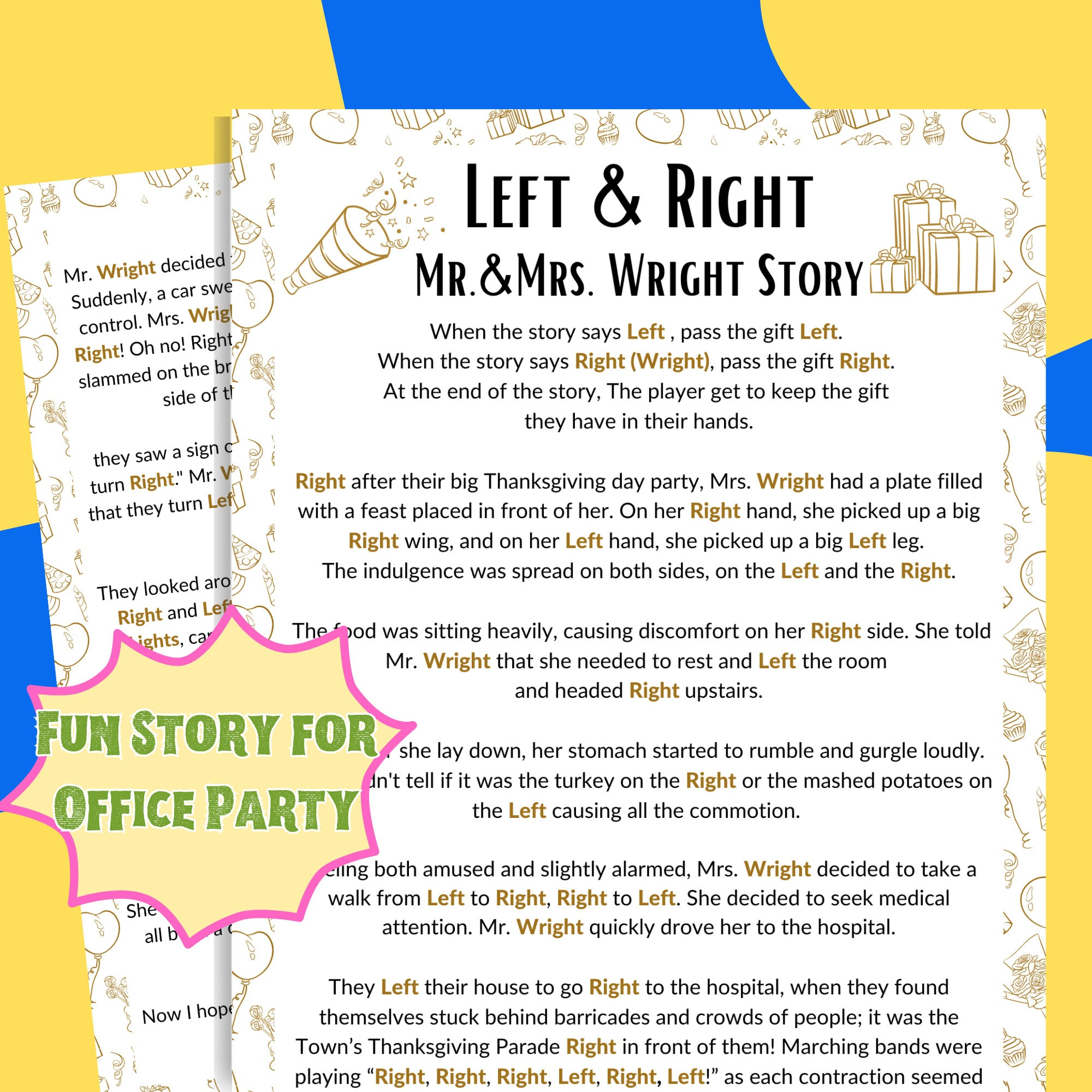 Left Right Game Office, Funny Story Left Right Game Any Occasion in Funny Left Right Game Story Any Occasion