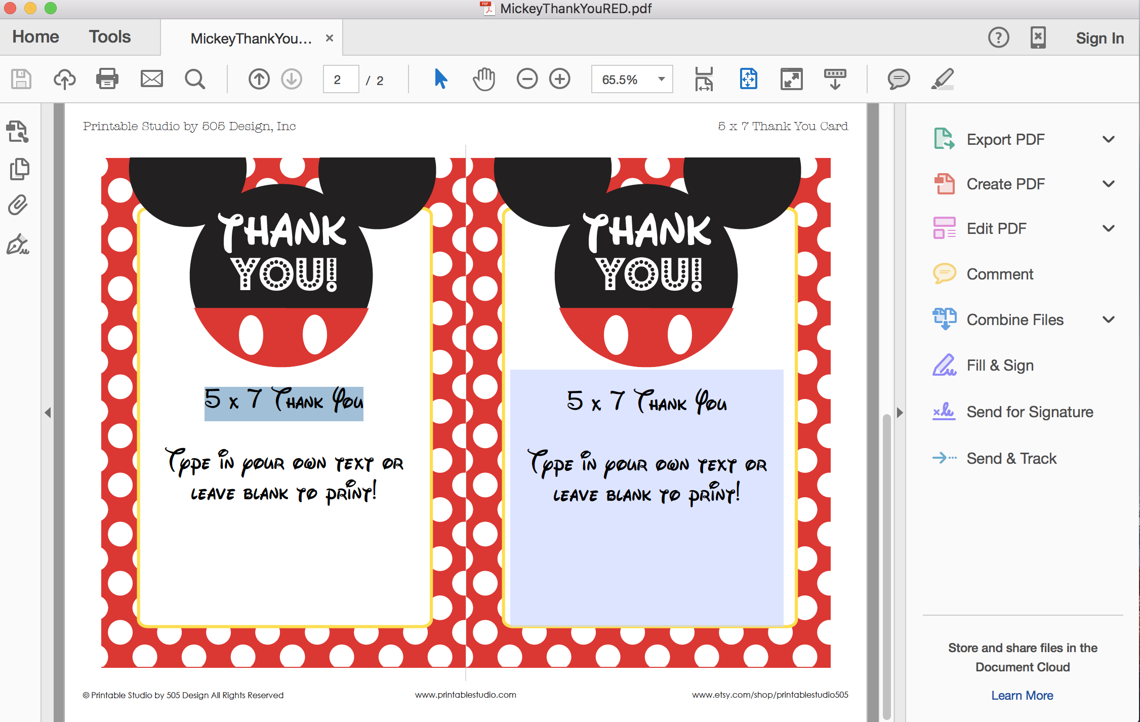 Mickey Mouse Thank You Card regarding Mickey Mouse Thank You Cards Printable