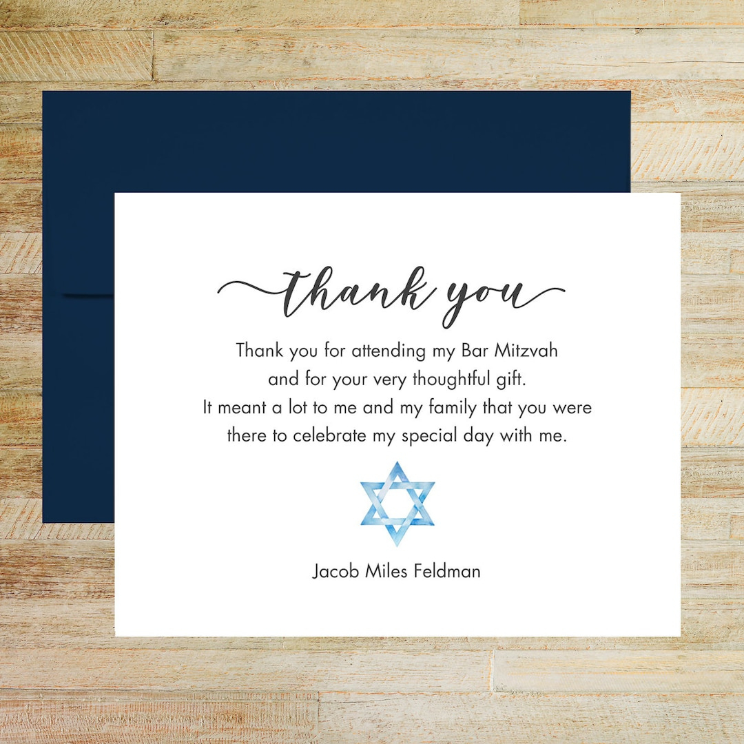 Personalized Bar And Bat Mitzvah Thank You Cards, Set Of 25 Cards intended for Bar Mitzvah Thank You Cards Printable