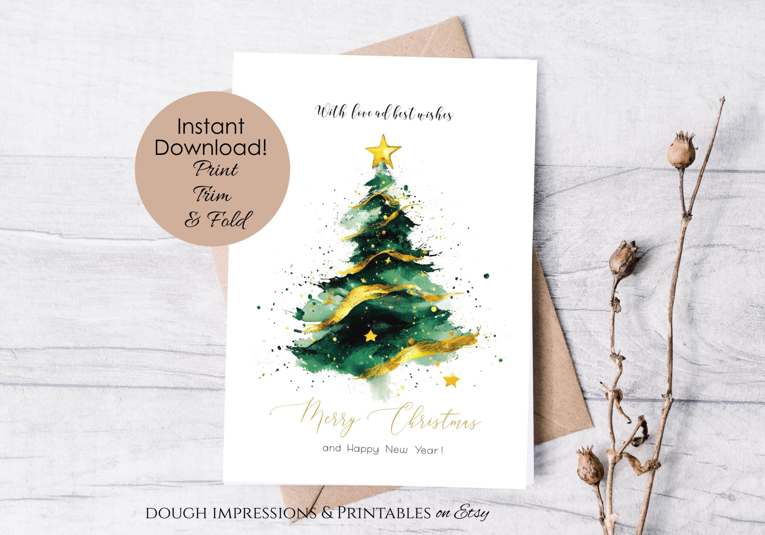 Printable Christmas Card Modern Abstract Instant Download 5X7 with regard to 5X7 Printable Christmas Card