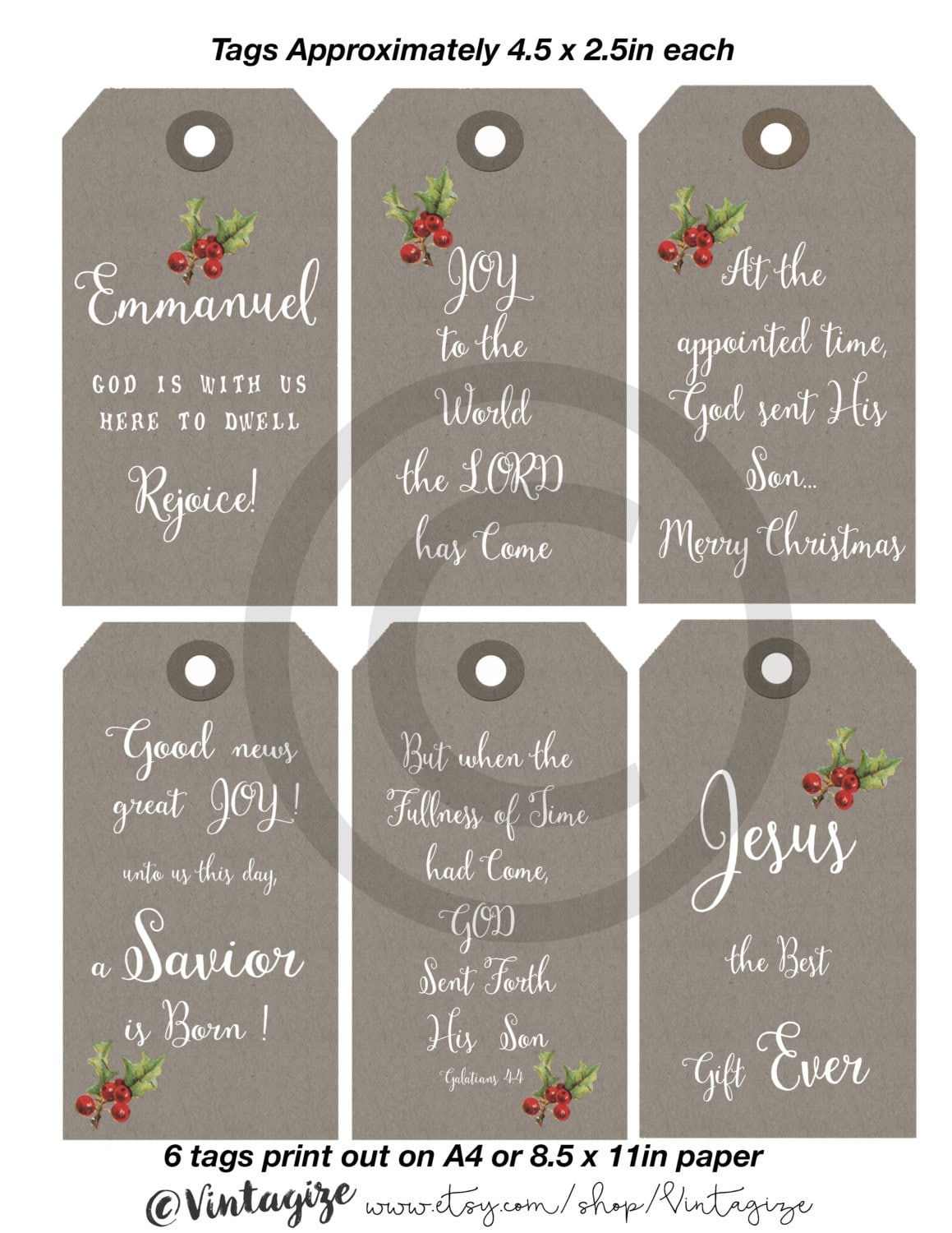 Printable Christmas Christian Religious Gift Tags. Neutral Kraft in Christian Christmas Tags Printable