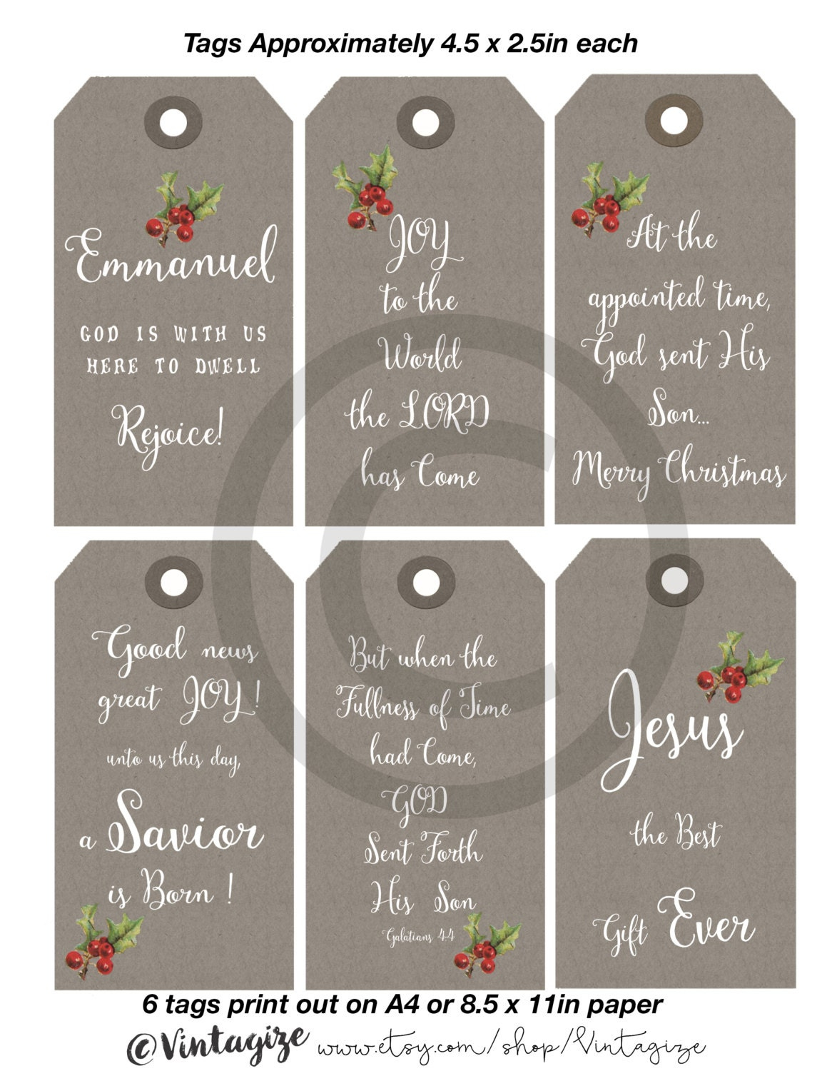 Printable Christmas Christian Religious Gift Tags. Neutral Kraft throughout Etsy Printable Christmas Tags