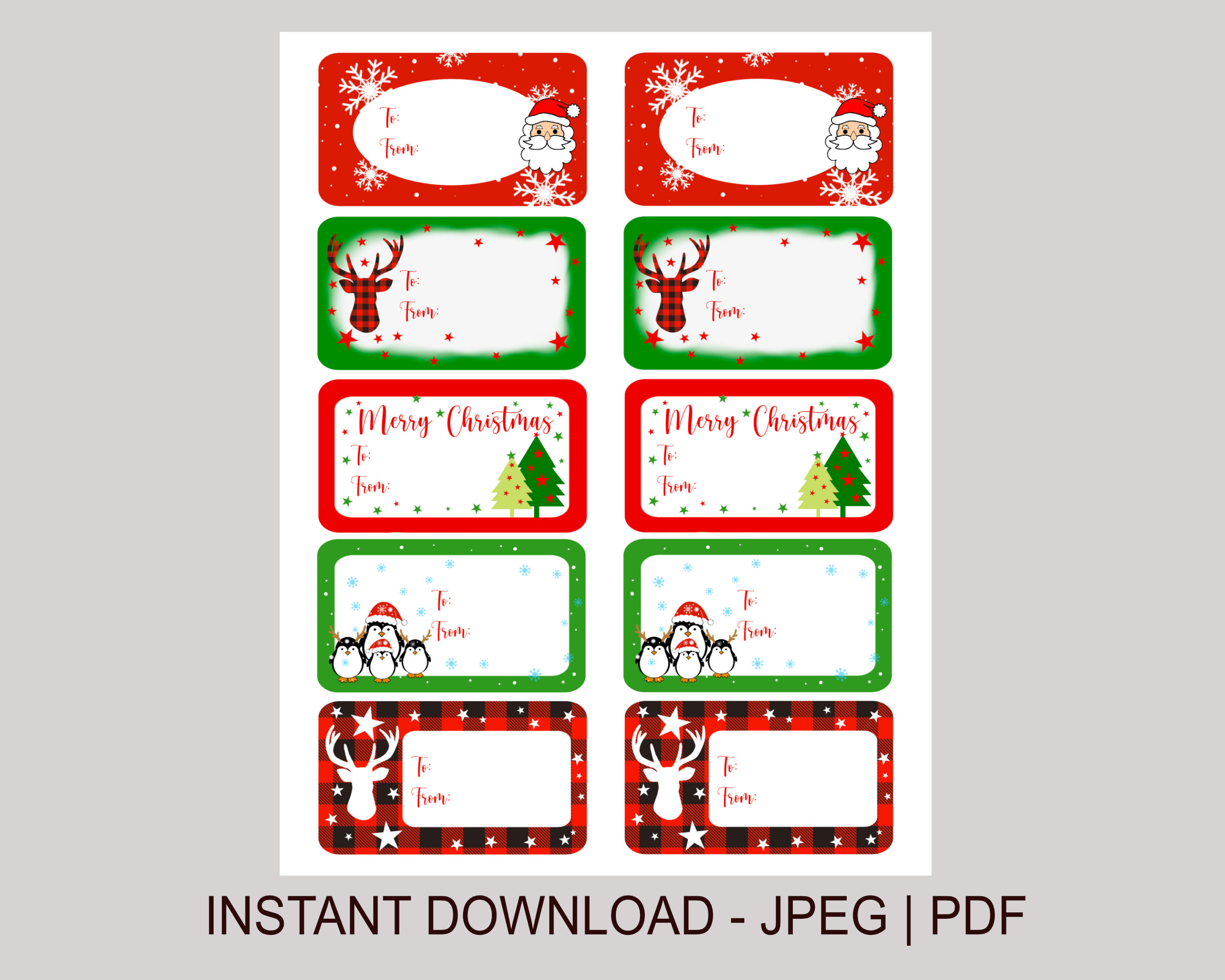Printable Christmas Labels, Instant Download, Winter Holiday for Printable Christmas Tags Stickers