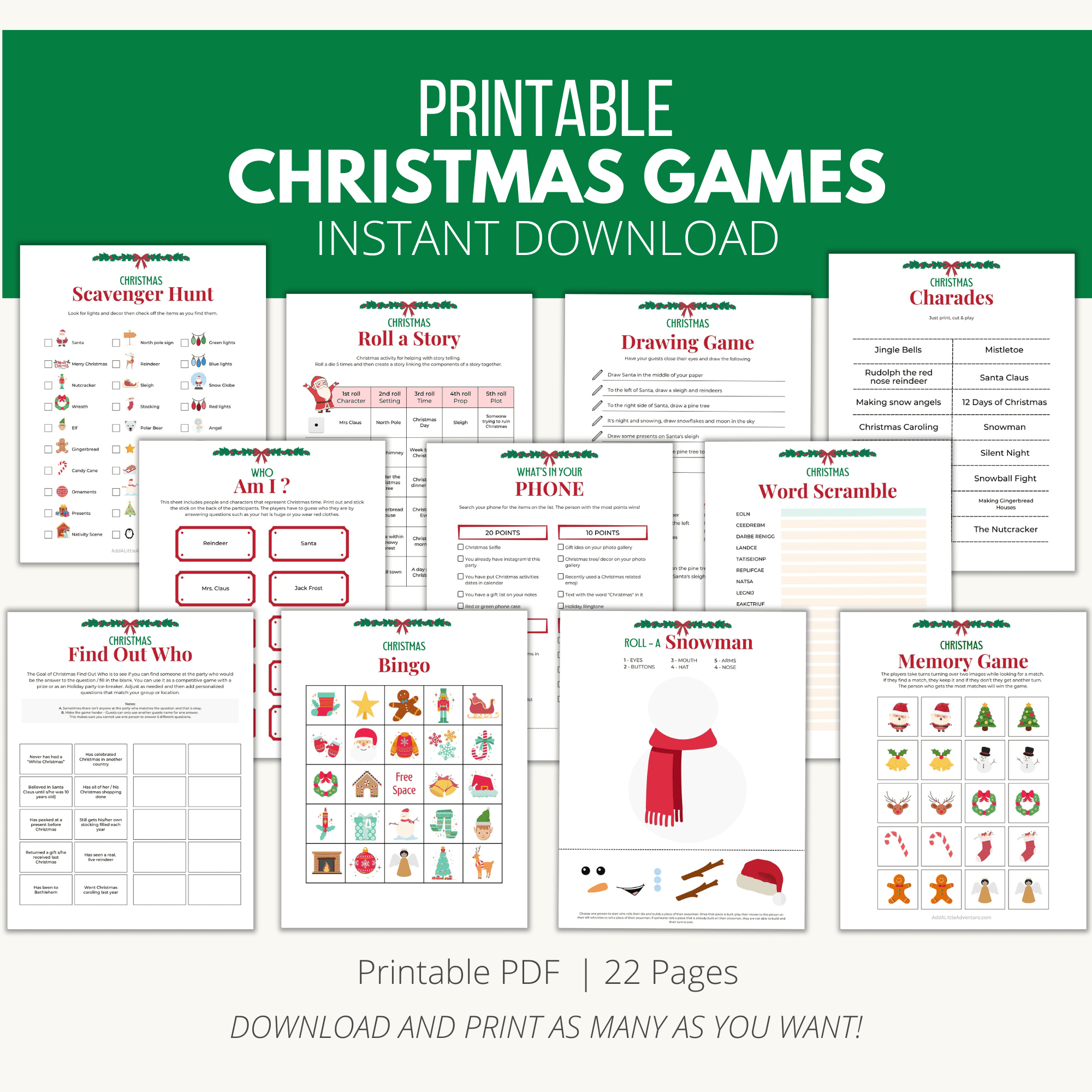 Printable Christmas Party Games {Downloadable Pdf} - Add A Little inside Christmas Printable Games