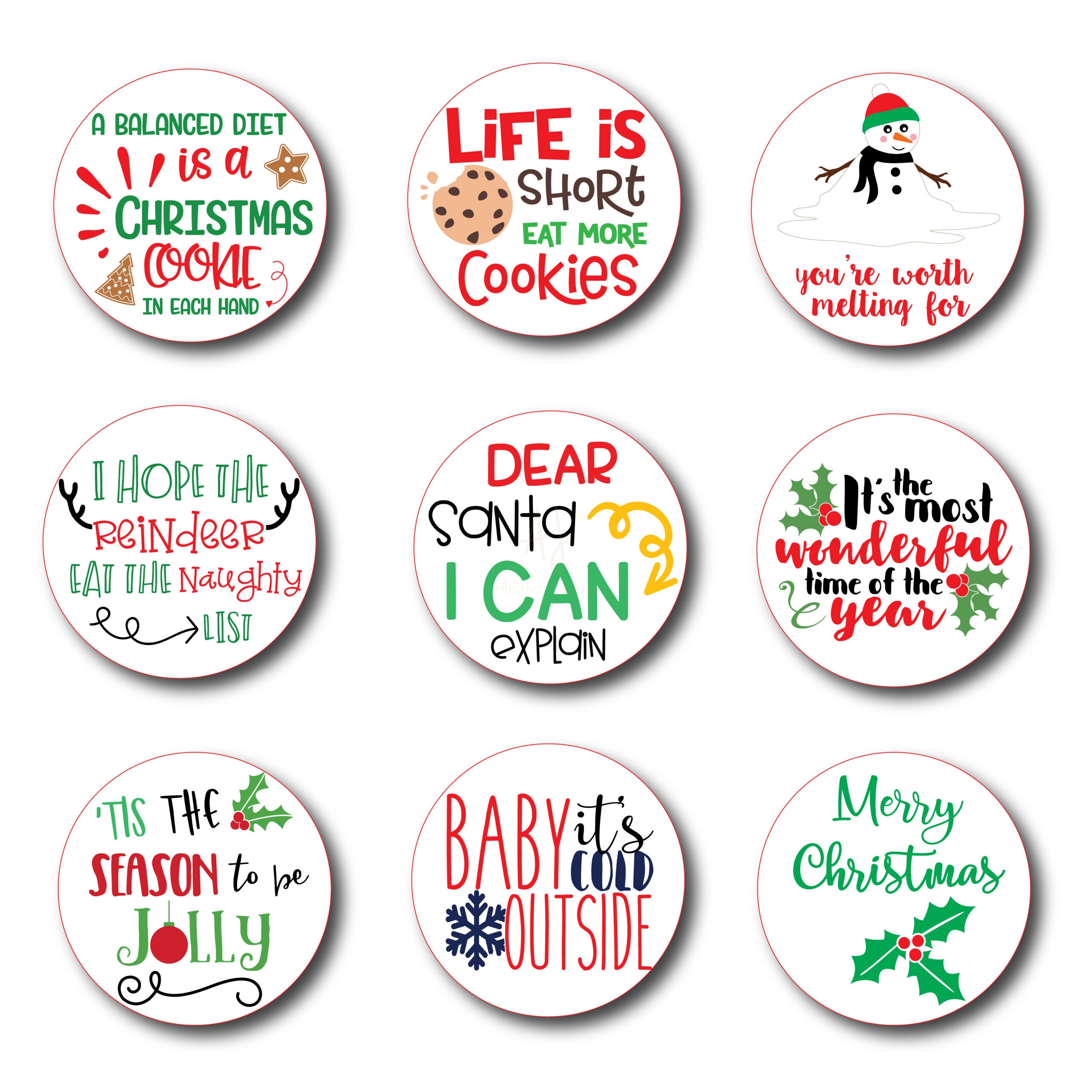 Printable Christmas Sticker With Cute Sayings pertaining to Christmas Printable Stickers