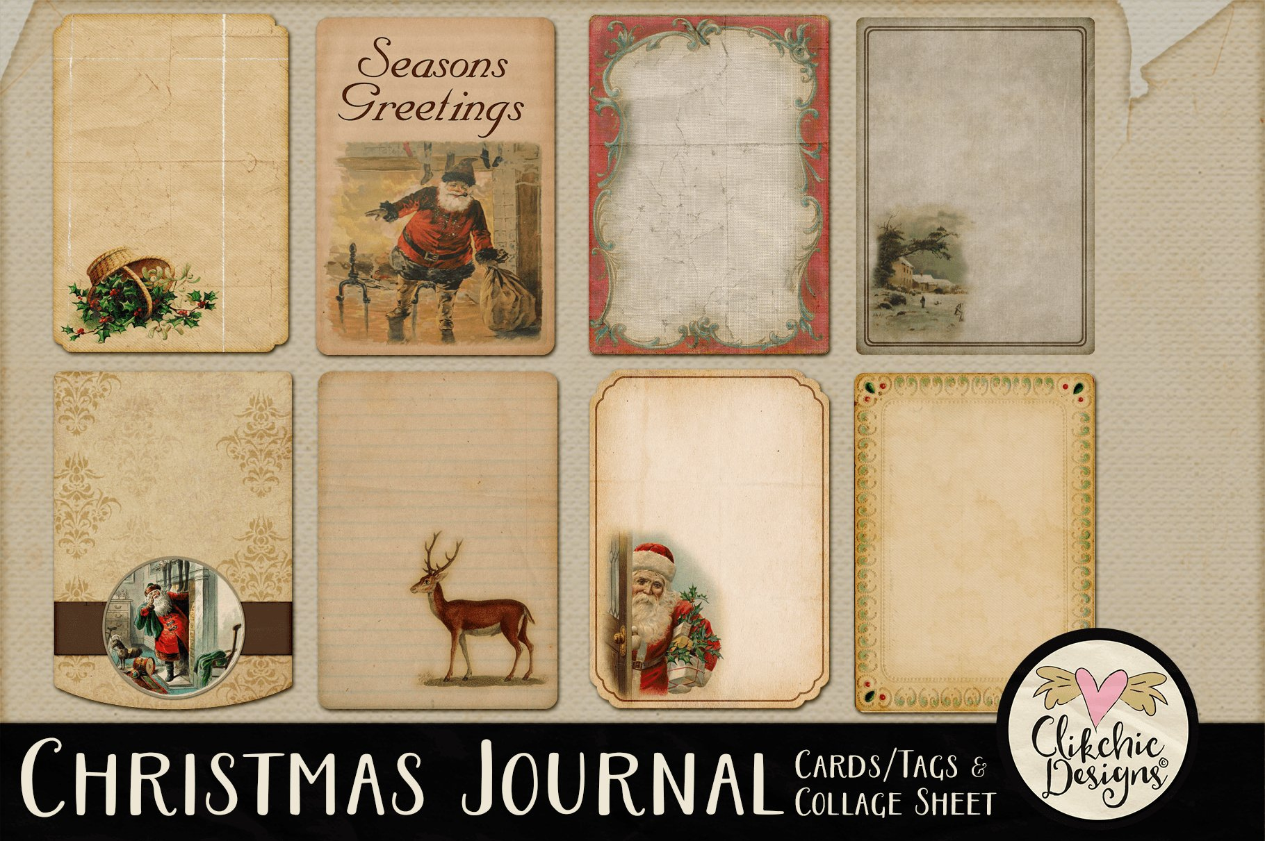 Printable Christmas Tags - Vintage Christmas Journal Cards regarding Vintage Christmas Tags Printable