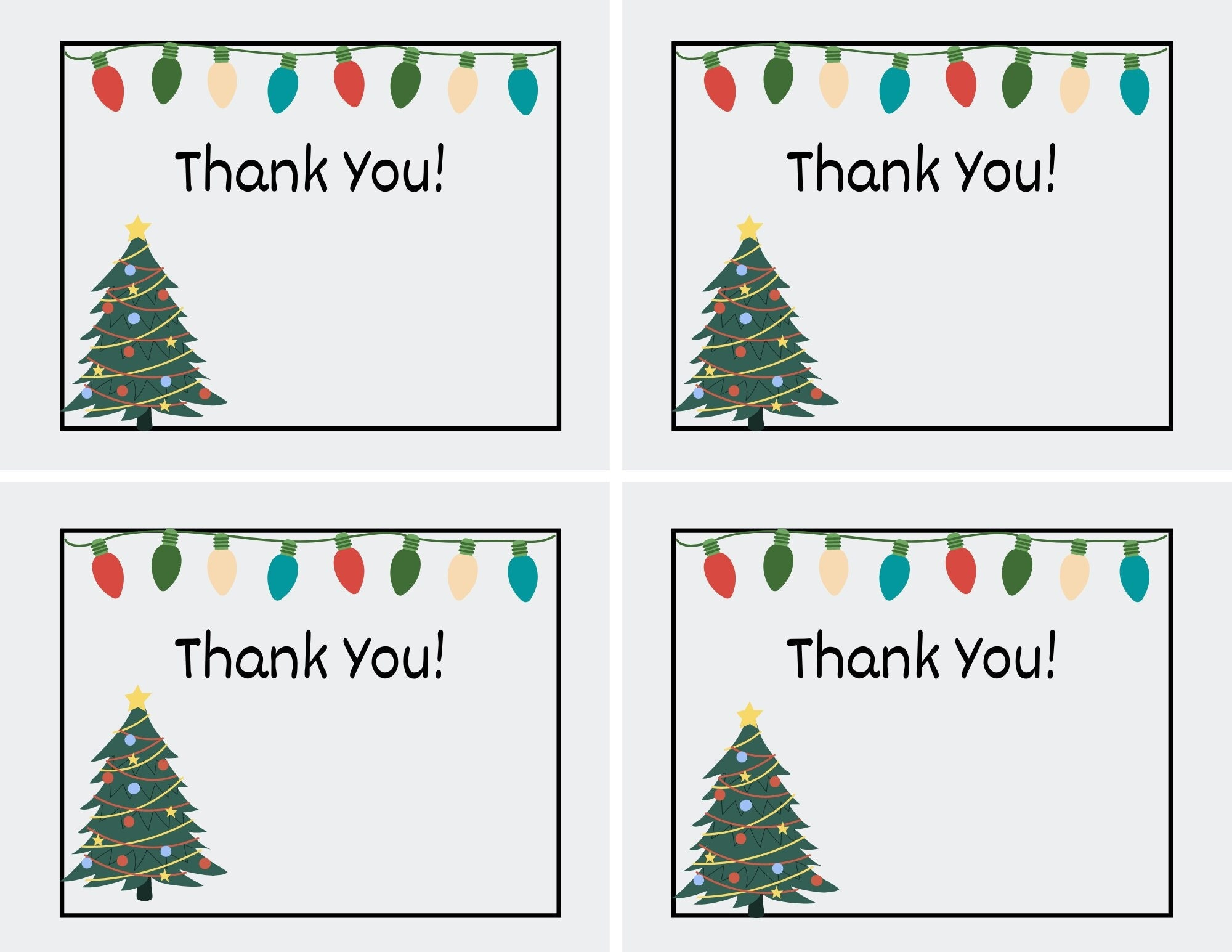 Printable Christmas Thank You Cards For Teachers, Students, Or inside Holiday Thank You Cards Printable