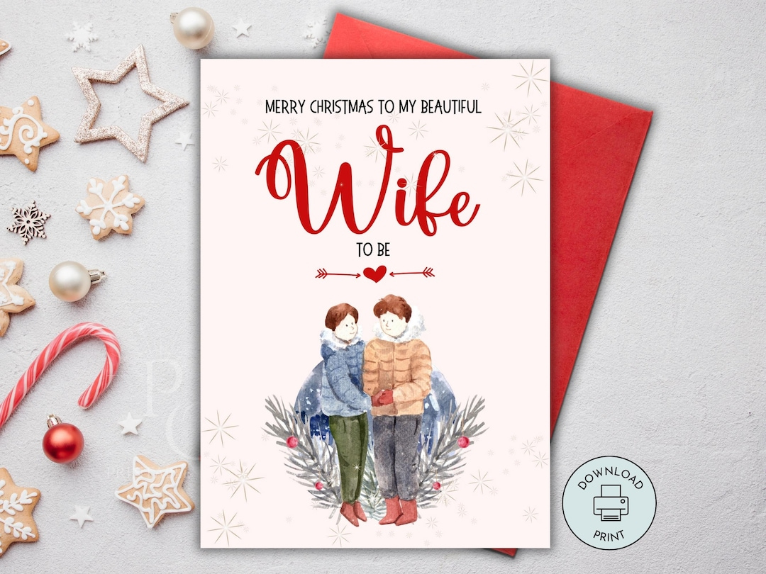 Printable Romantic Christmas Card For Wife To Be, Fiancée within Printable Christmas Card For Wife