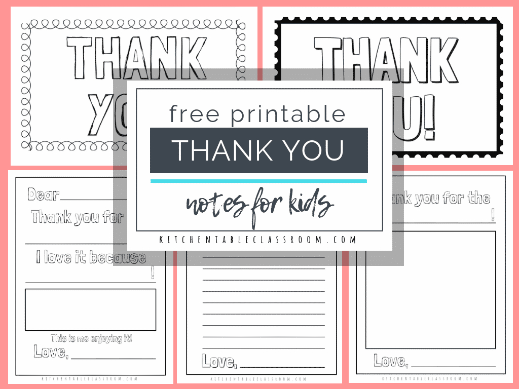 Printable Thank You Cards For Kids - The Kitchen Table Classroom inside Kid Thank You Cards Free Printable