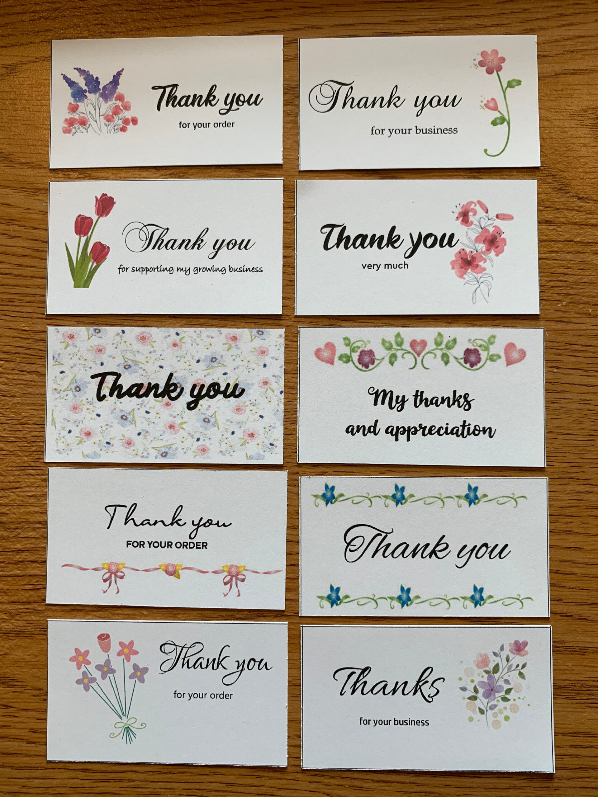Printable Thank You For Your Order Cards, Set Of 10, Mini Cards throughout Printable Mini Thank You Cards