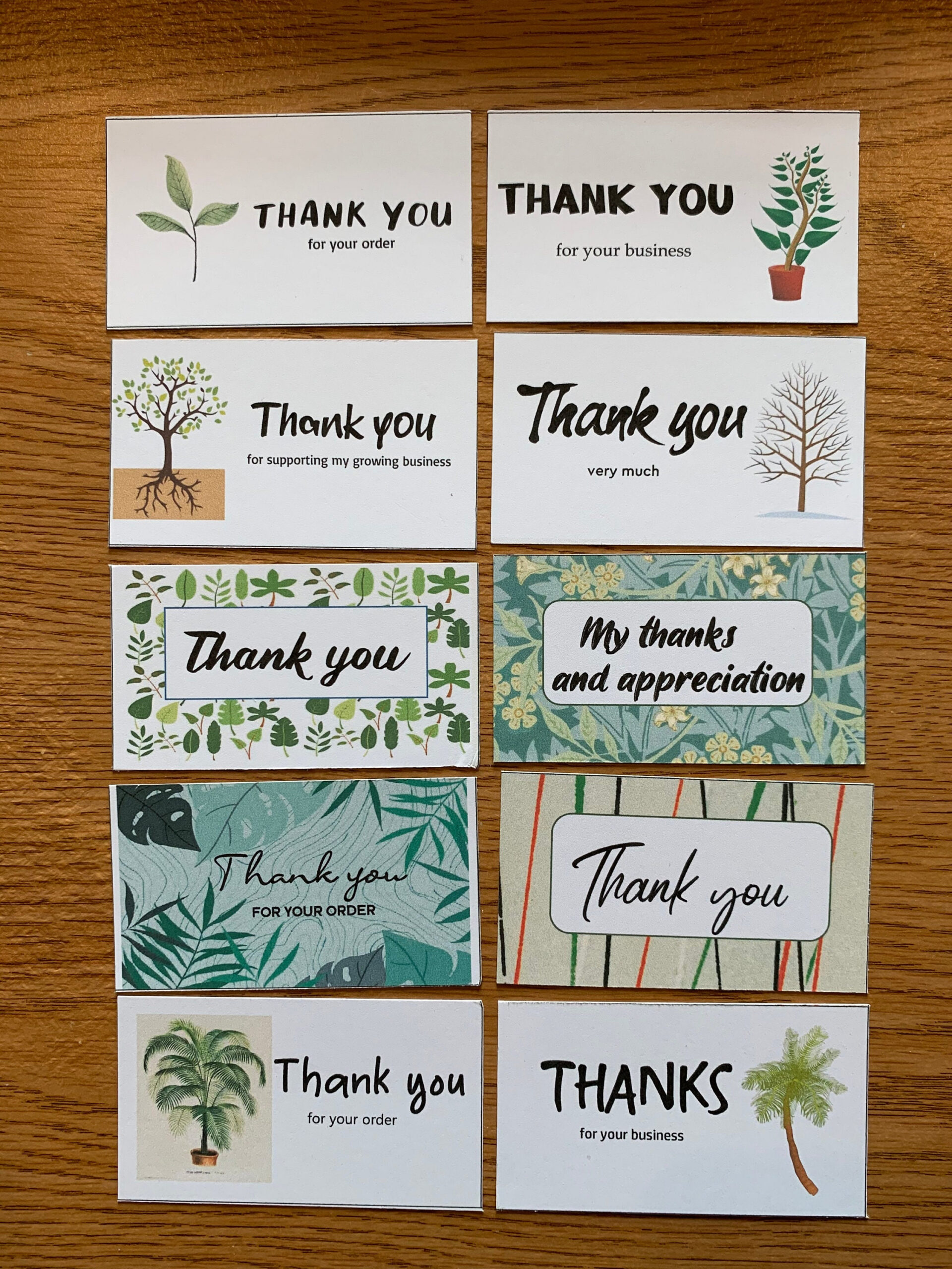 Printable Thank You For Your Order Cards, Set Of 10, Mini Cards within Thank You Cards Printable For Business