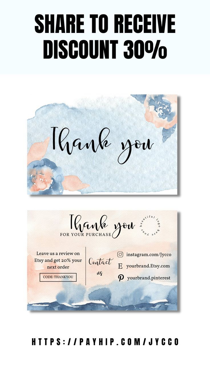 Printable Thank You For Your Purchase Card inside Pinterest Thank You Cards Printable