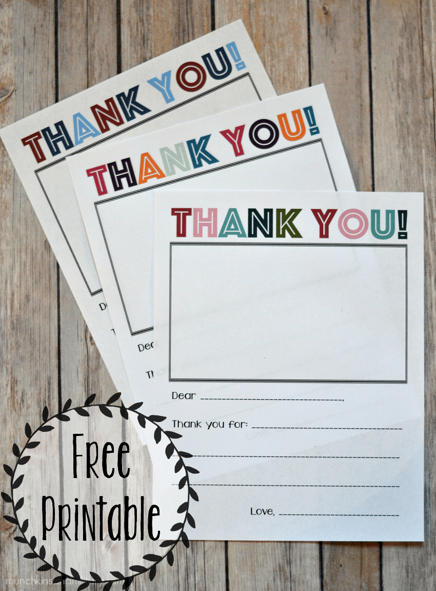 Printable Thank You Note - Three Little Ferns - Family Lifestyle Blog in Kid Thank You Cards Free Printable