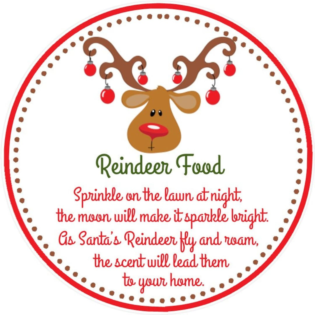 Reindeer Food Tags - Printable File - Instant Download / Reindeer regarding Reindeer Food Printable Label