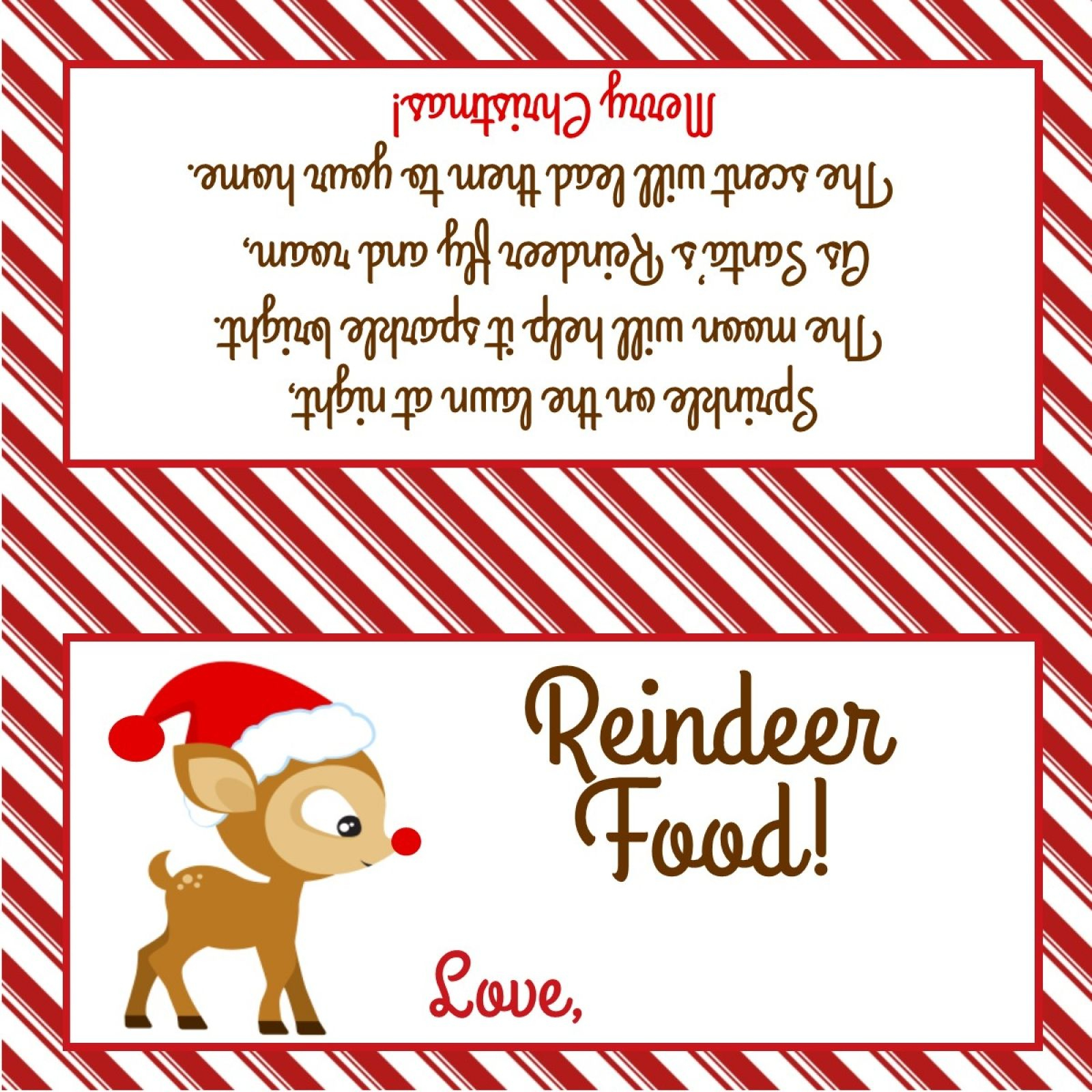 Reindeer Food - Treat Bag Topper - Digital File - You Print! regarding Reindeer Food Free Printable Bag Topper