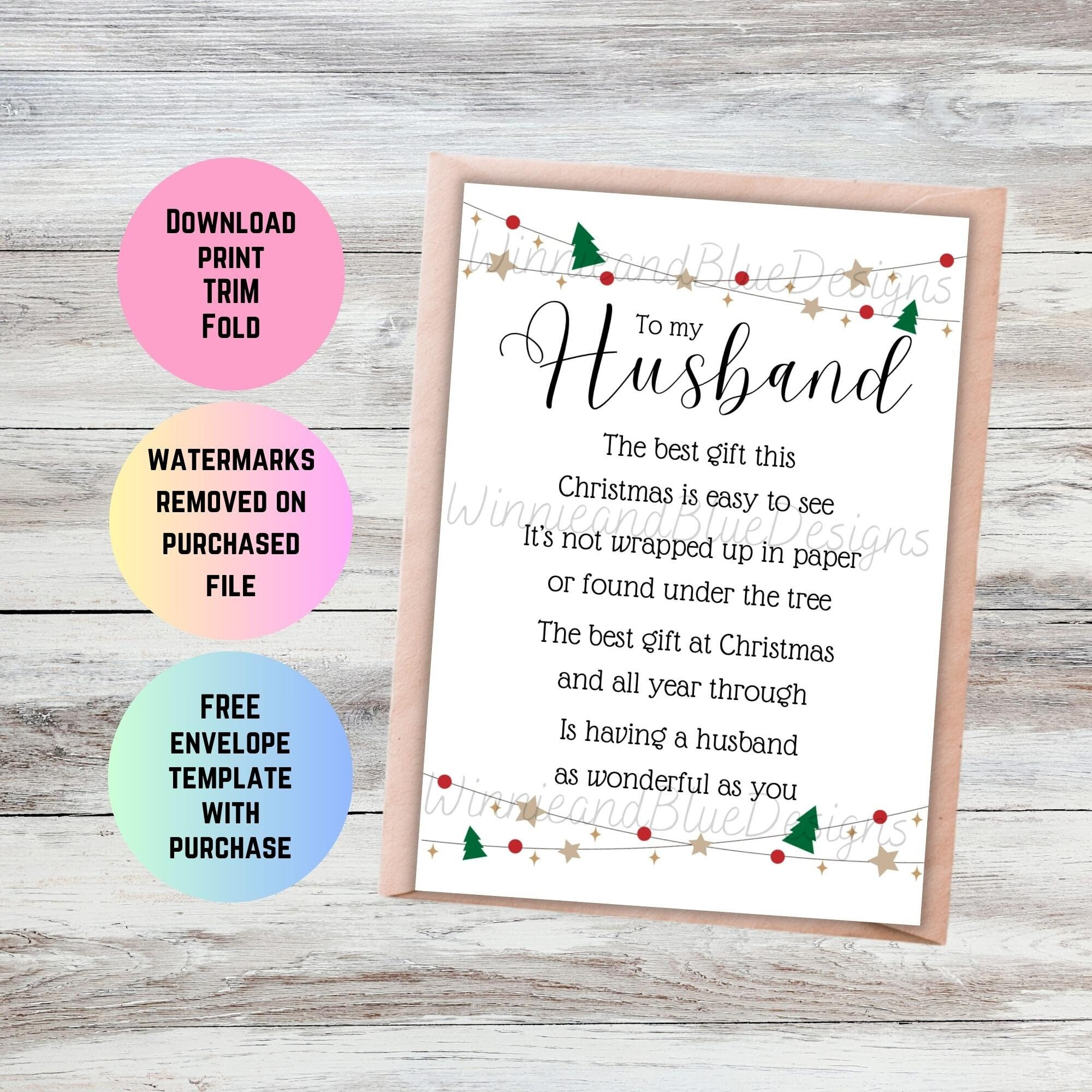 Romantic Christmas Poem Card For Husband (Printable Pdf) in Free Printable Christmas Card For Husband