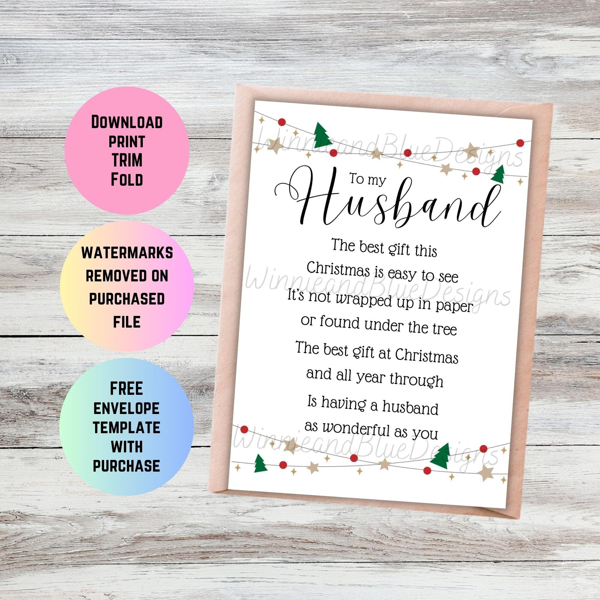 Romantic Christmas Poem Card For Husband (Printable Pdf) with regard to Printable Christmas Card Husband