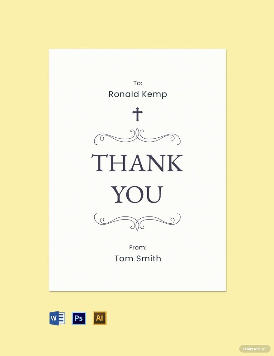 Simple Funeral Photo Thank You Card Template In Psd, Illustrator for Google Images Free Printable Thank You Cards