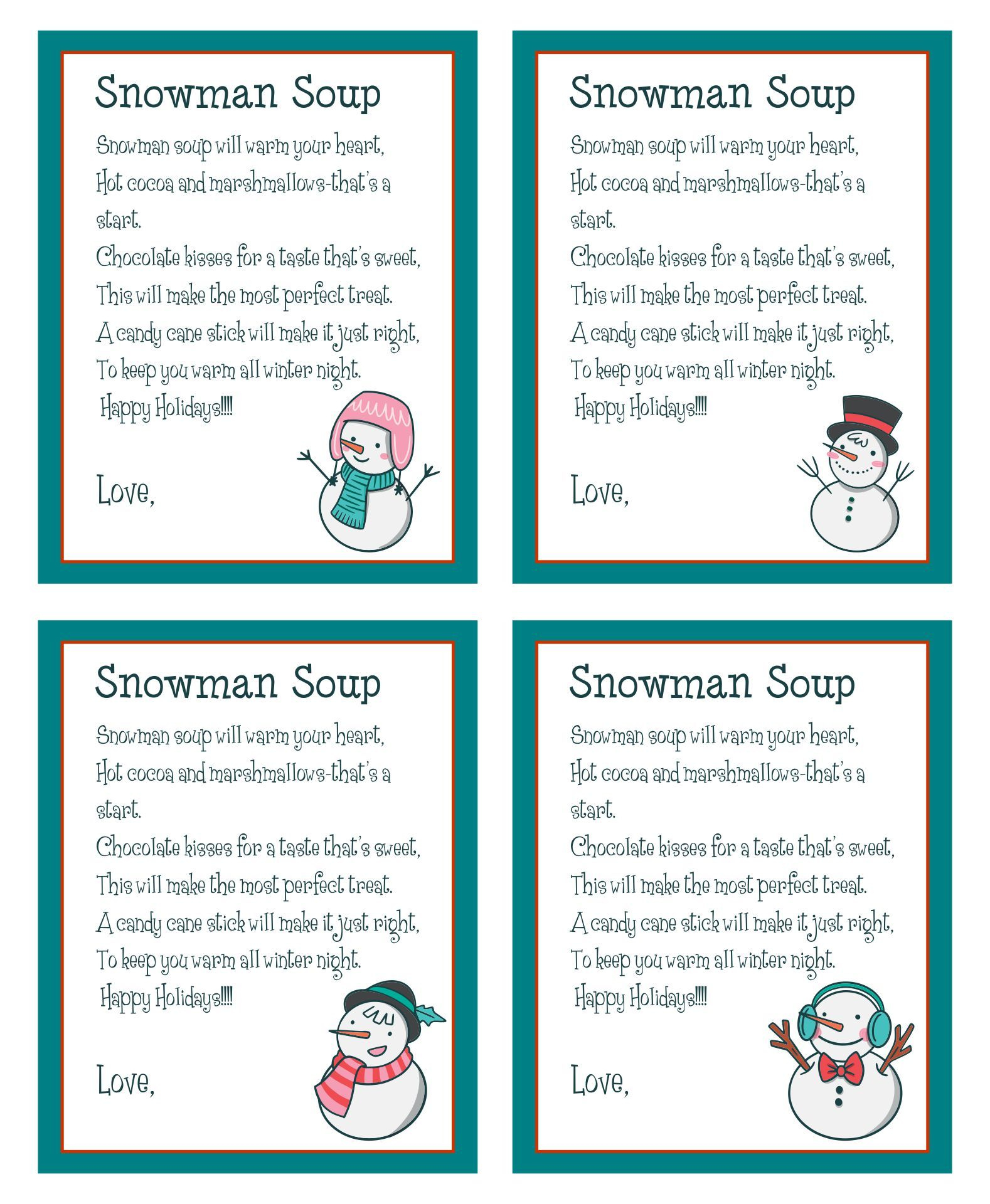 Snowman Soup Labels - 10 Free Pdf Printables | Printablee pertaining to Snowman Soup Printable Tags Free