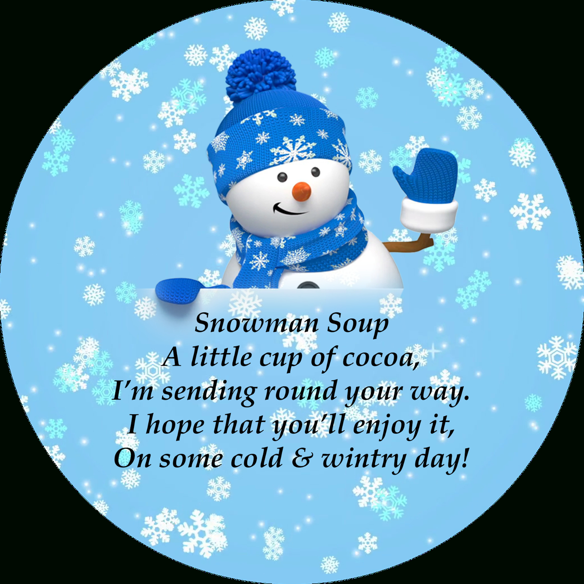 Snowman Soup Poem Round Christmas Stickers Labels Seals 45Mm | Ebay for Snowman Soup Poem