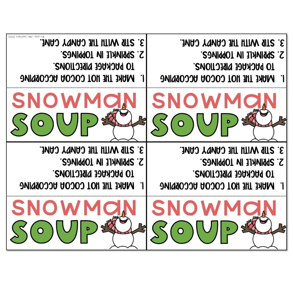 Snowman Soup Tag - Lucky Little Learners within Snowman Soup Printable Tags