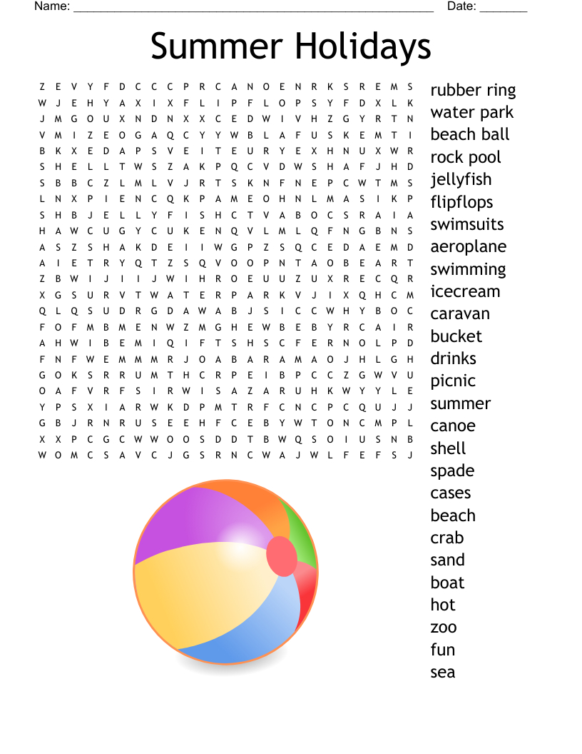 Summer Holidays Word Search - Wordmint inside Summer Holiday Word Search Printable Free