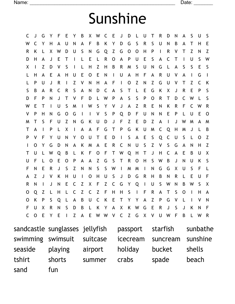 Summer Holidays Word Search - Wordmint intended for Summer Holiday Word Search Printable
