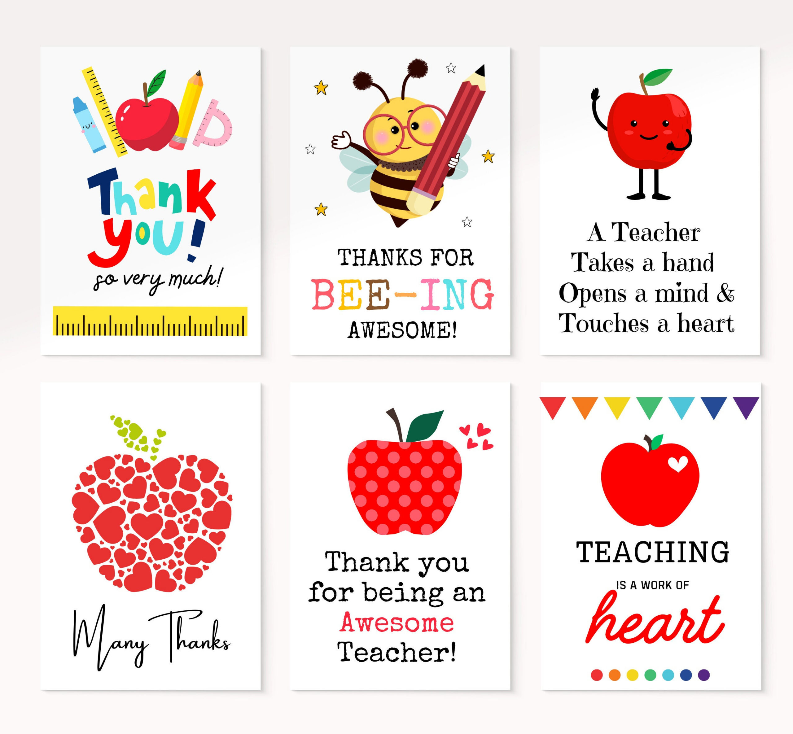 Teacher Appreciation Card Printable, Teacher Thank You Card, End in Teacher Appreciation Thank You Cards Printable