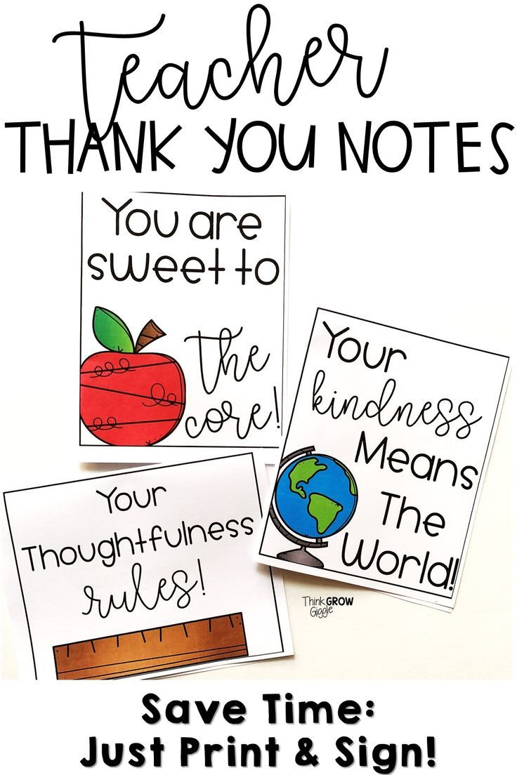 Teacher Thank You Notes And Cards Print And Go with Thank You Cards Printable Tpt