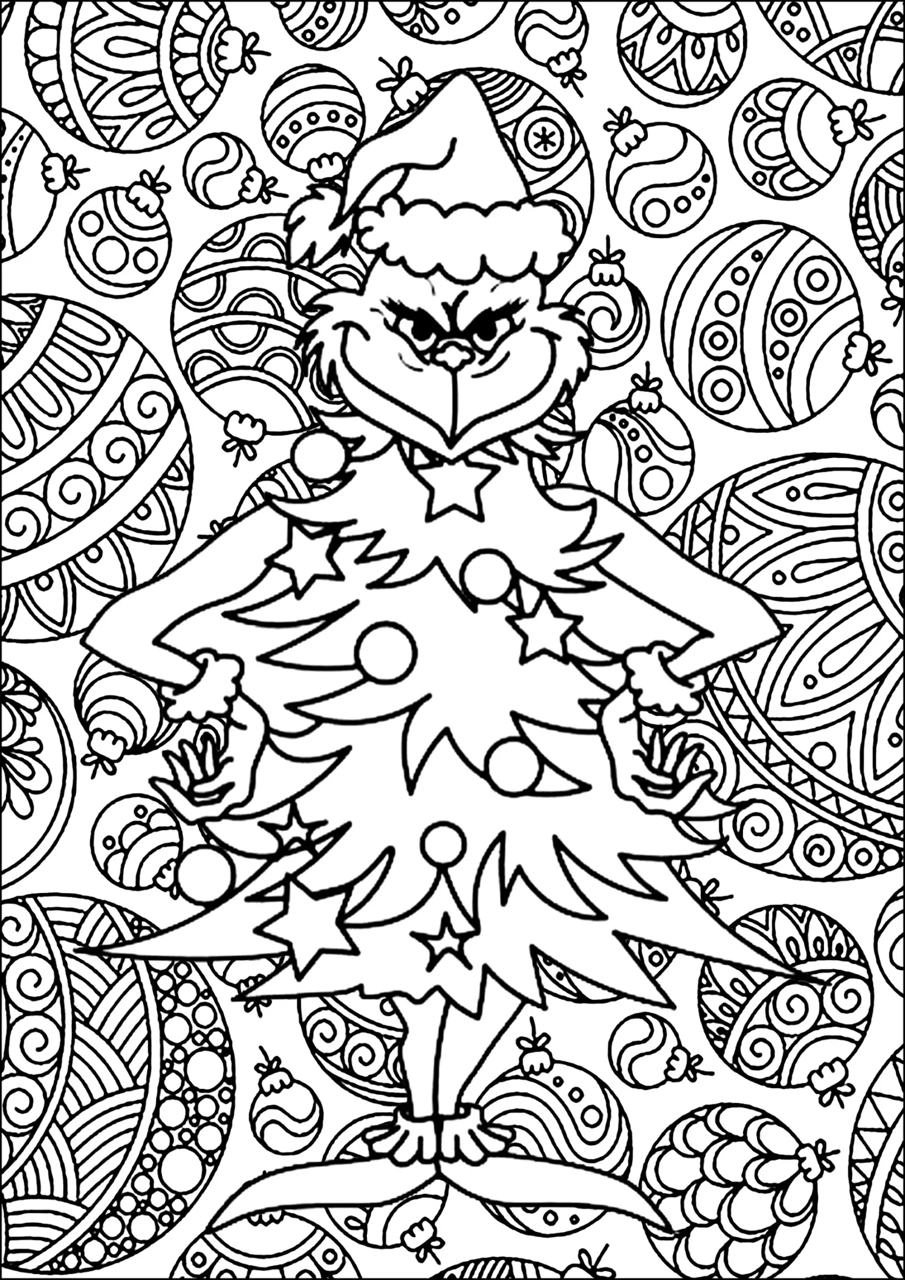 The Grinch Disguised As A Christmas Tree - Christmas Coloring pertaining to Christmas Printable Coloring Pages