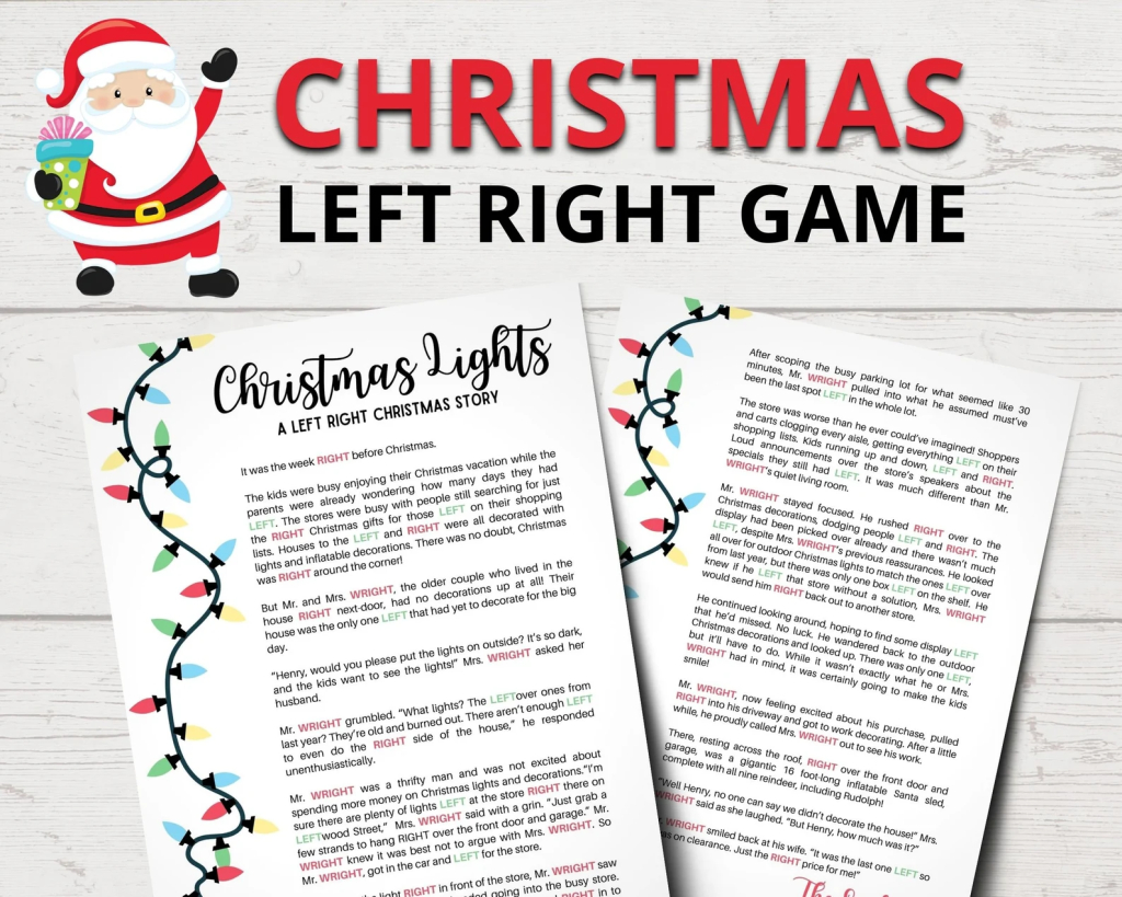 Twas The Night Before Christmas Left Right Game in Twas The Night Before Christmas Left Right Game Free Printable