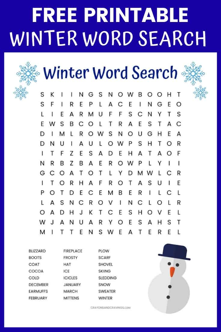 Winter Word Search Free Printable Worksheet with Winter Holiday Word Search Printable Free